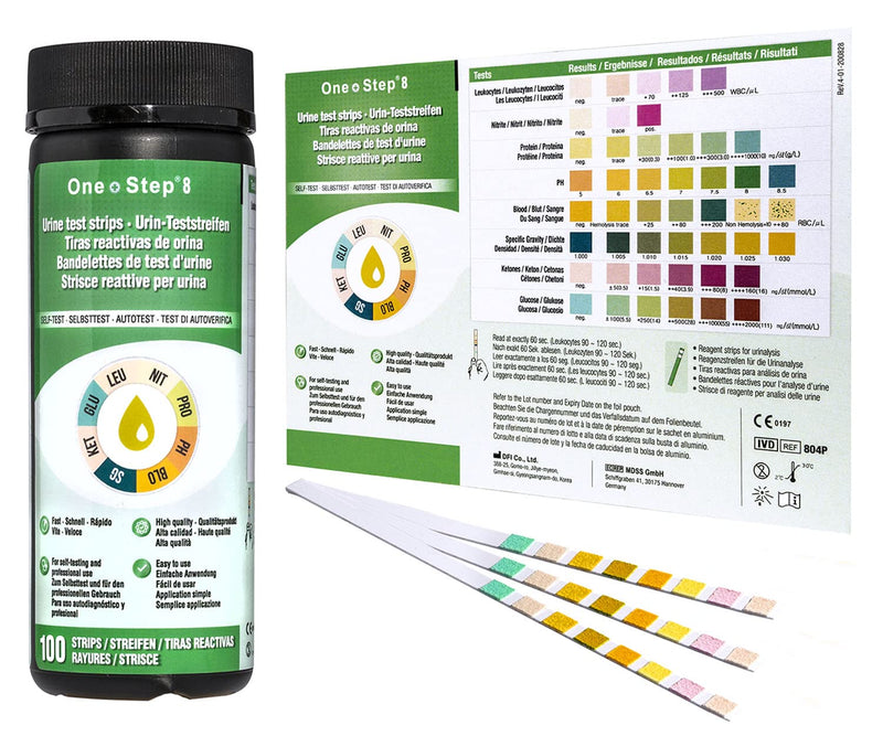 [Australia] - 100 x Urine Test Strips for Infection Cystitis Testing Sticks, UTI, Nitrite, Leukocytes, 8 Parameter Urinalysis Multisticks 