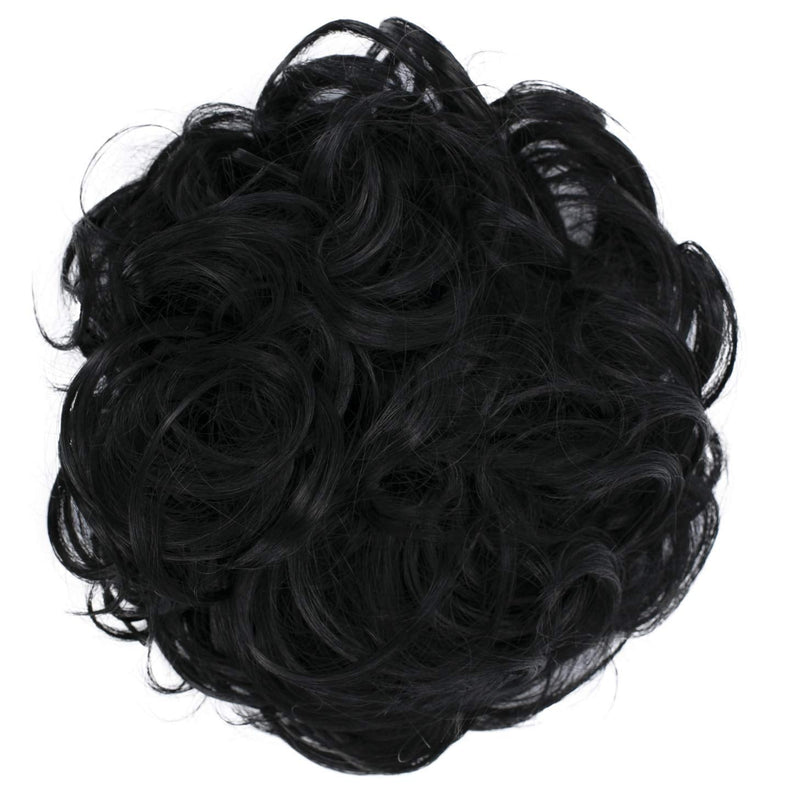 [Australia] - PRETTYSHOP Hairpiece Scrunchy Updo Bridal Hairstyle Voluminous Slightly Wavy Messy Bun Black G1E black #1 G1E 
