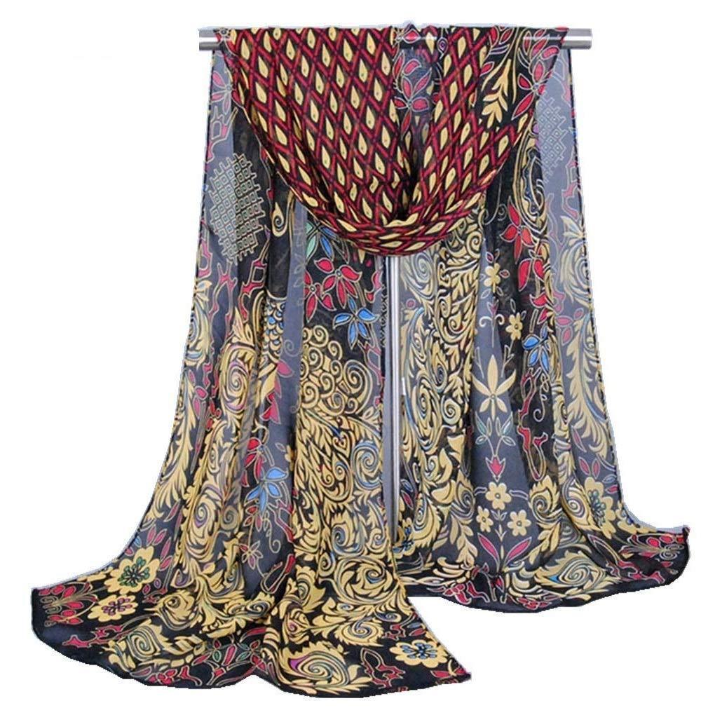 [Australia] - Women Lady Fashionable Silk Long Soft Peacock Scarf Wrap Shawl Stole - Black - 155x50CM/61.02"x19.68" 