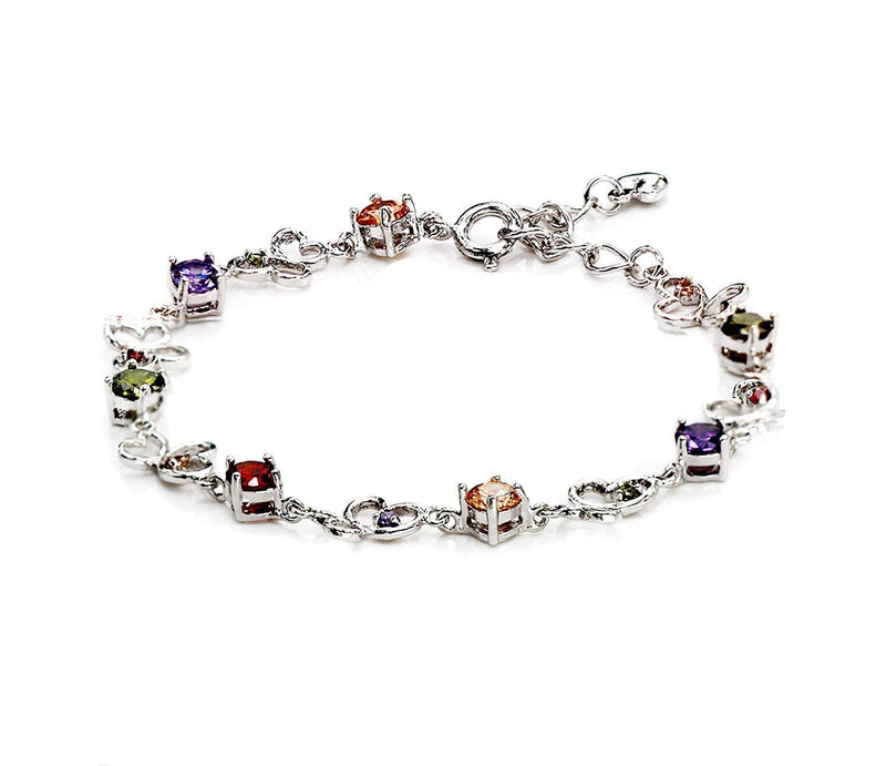 [Australia] - findout butterfly crystal bracelets friendship gifts Amethyst red pink blue Multi-color Adjustable Crystal butterlfy Silver bracelet gift for women girls with a jewellery box (f1138) Multi-colored 