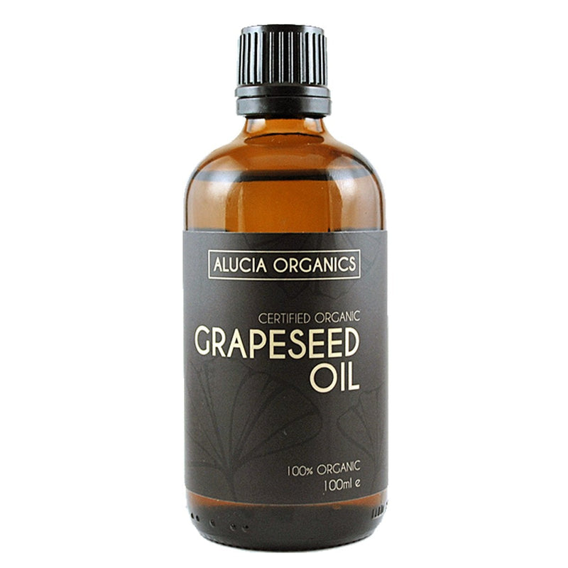 [Australia] - Alucia Organics Certified Organic Grapeseed Oil 100ml - Pure, Natural, Cold Pressed, Certified Organic, Vegan, Cruelty Free, for Skin, Face, Body, Hair, Massage 