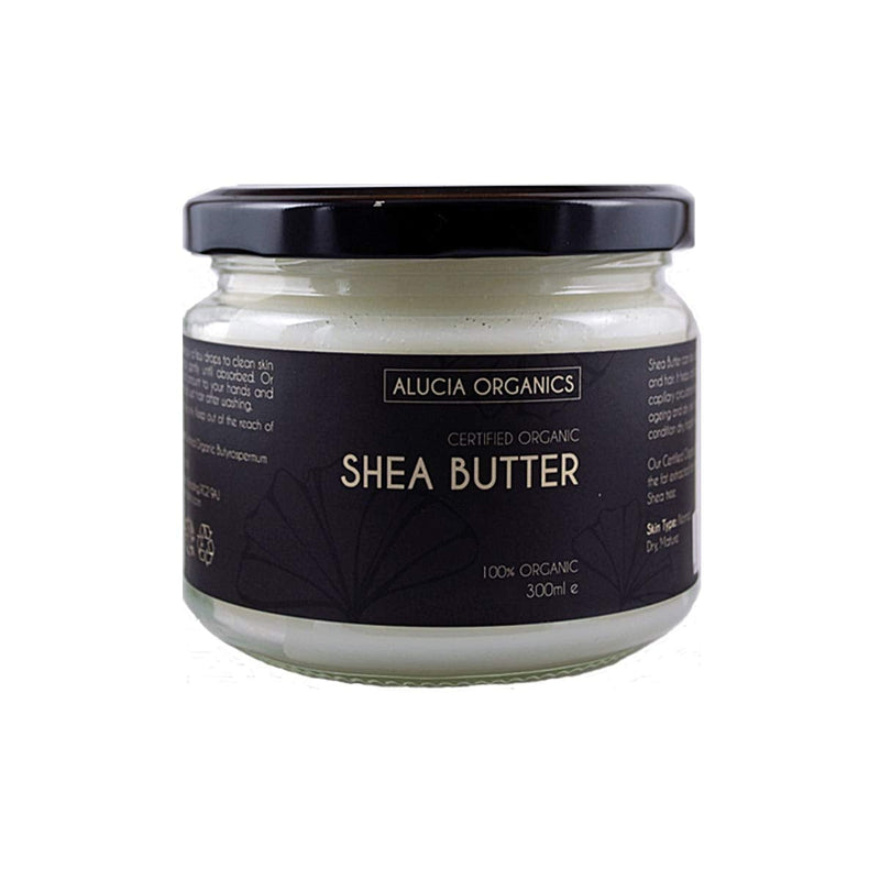 [Australia] - Alucia Organics Certified Organic Shea Butter 300ml - Pure, Natural, Certified Organic, Refined, Hand Kneaded, Vegan, Fragrance Free, for Skin, Body, Hair 