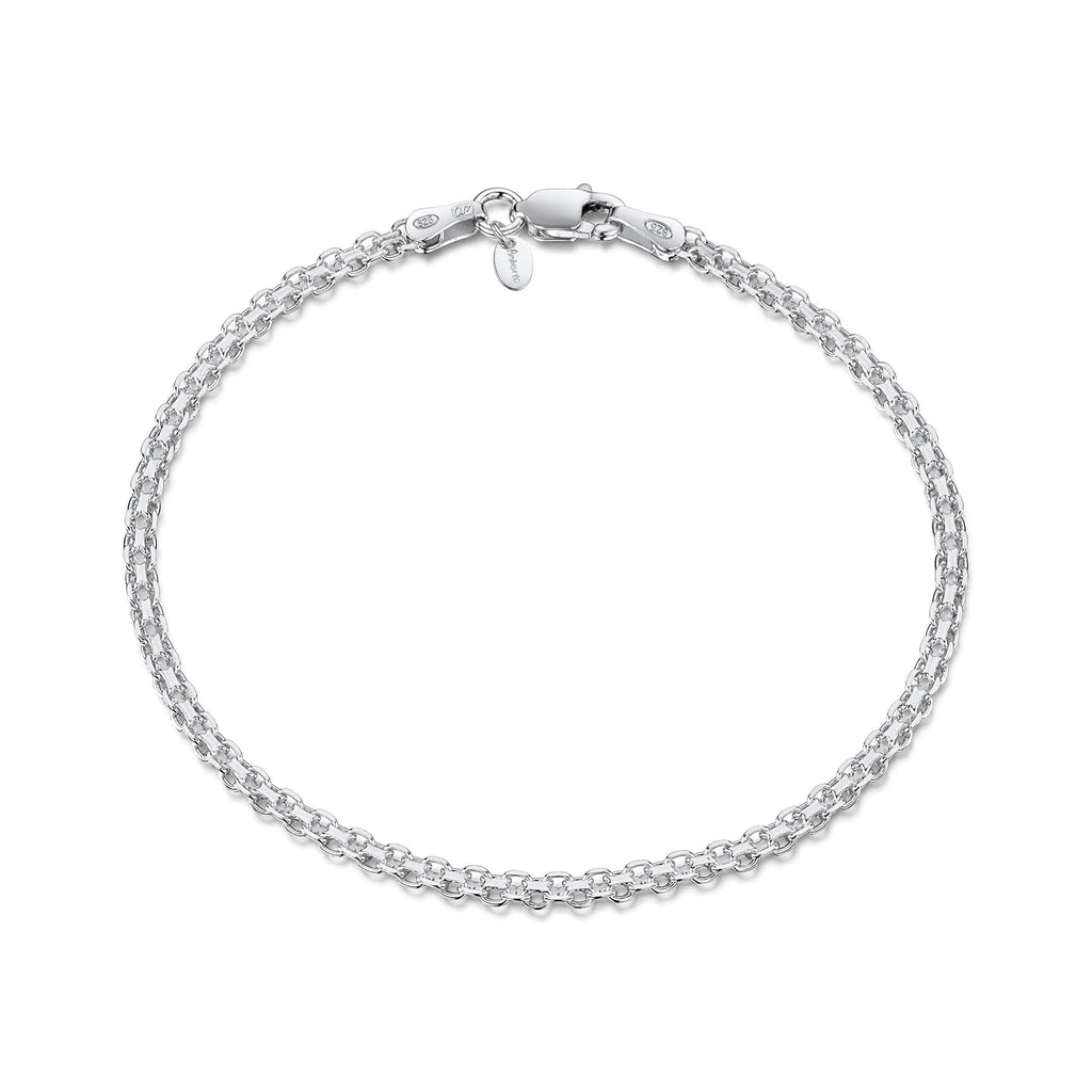 [Australia] - Amberta 925 Sterling Silver 2.2 mm Bismark Chain Bracelet Size 7" 7.5" 8" in 7 inch 