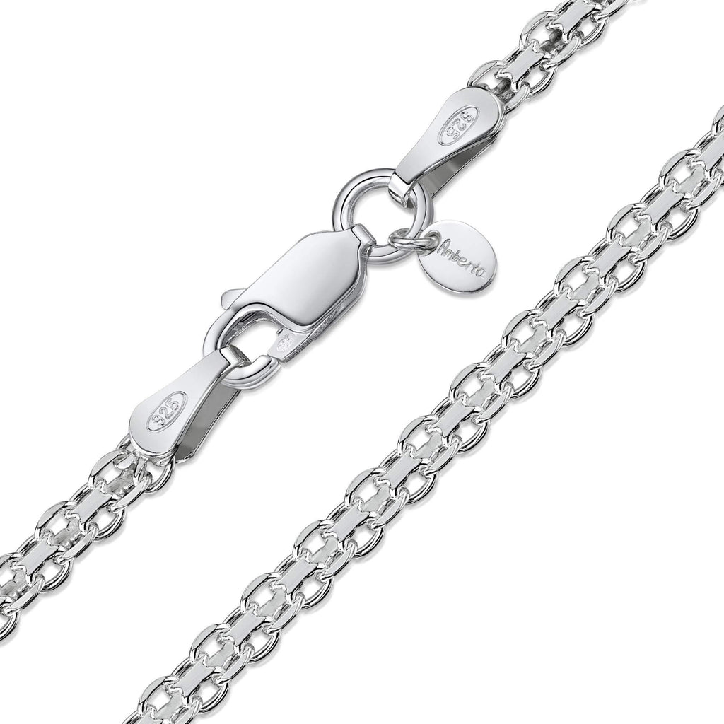 [Australia] - Amberta 925 Sterling Silver 2.2 mm Bismark Chain Necklace 16" 18" 20" 22" 24" in 24 inch 