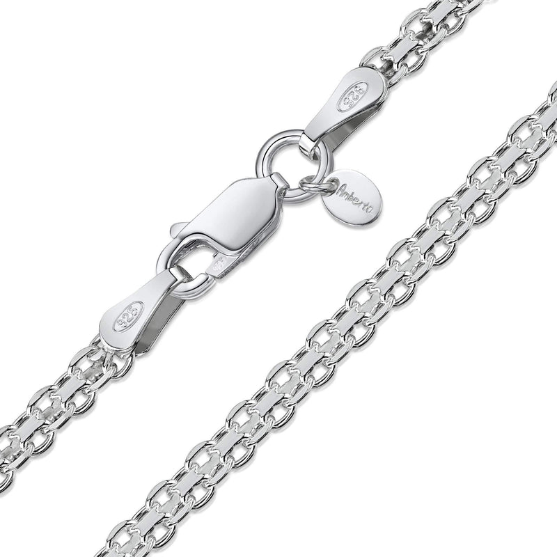 [Australia] - Amberta 925 Sterling Silver 2.2 mm Bismark Chain Necklace 16" 18" 20" 22" 24" in 24 inch 
