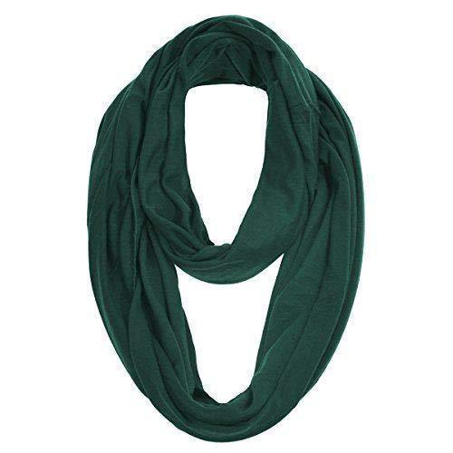 [Australia] - Unisex Jersey Circle Loop Infinity Plain Snood Scarf For Men & Women, Tube Neck Warmer Soft 200g PRIMIUM QUALITY 50% COTTON Scarves Dark Green 