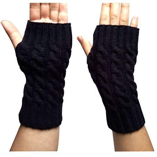 [Australia] - Lerben® Fashion Women Ladies Autumn Winter Soft Knitted Warm Fingerless Gloves Hand Wrist Warmer Half Gloves Mitten Navy 