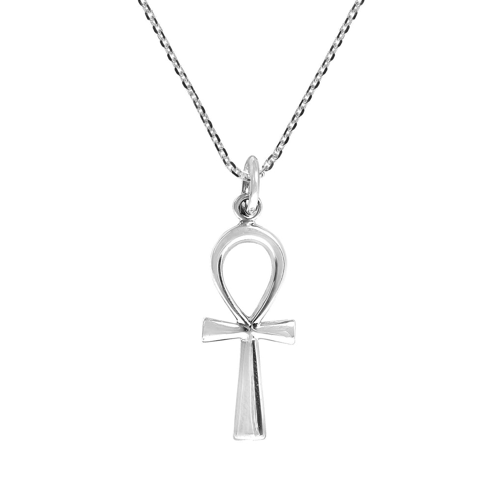 [Australia] - Eternity Egyptian ANKH Cross .925 Sterling Silver Pendant Necklace 