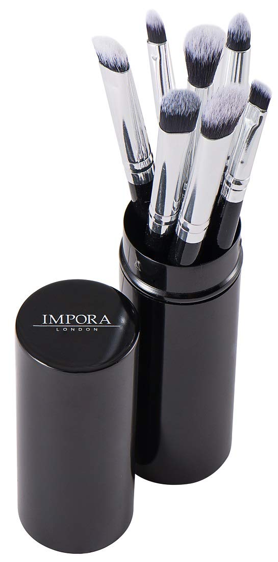 [Australia] - Eye Makeup Brush Set by Impora London. Includes - Eyeshadow Brushes, Blending Brush, Pencil Brush, Eyeliner Brush & more [7 Brushes + Metal Case]. Perfect for Travel 