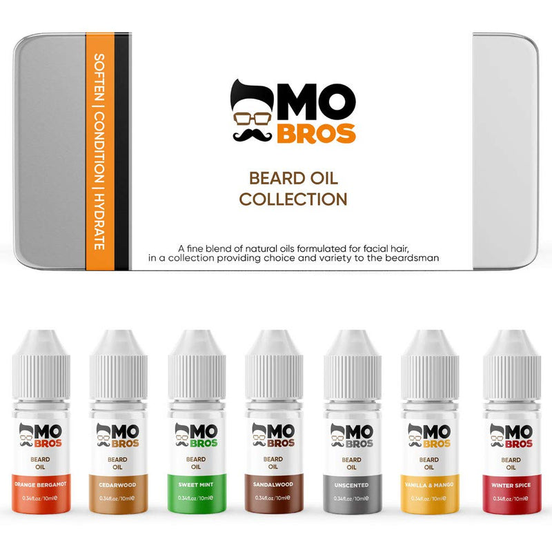 [Australia] - Beard Oil Collection - Gifts for Men | 7 Premium Scents In A Tin | Natural Carrier Oils | Helps To Condition, Hydrate & Moisturise | Reduce Itching, Dandruff and Helps with Beard Growth | Beard Grooming Kit 