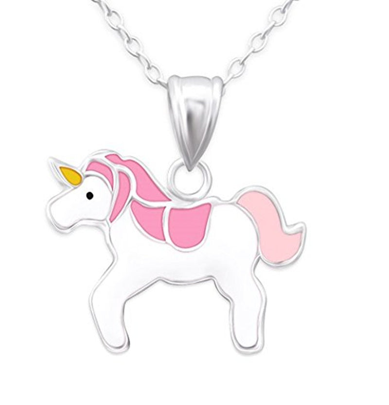 [Australia] - Pink Unicorn Necklace, Sterling Silver, Adjustable (36-39cm) 
