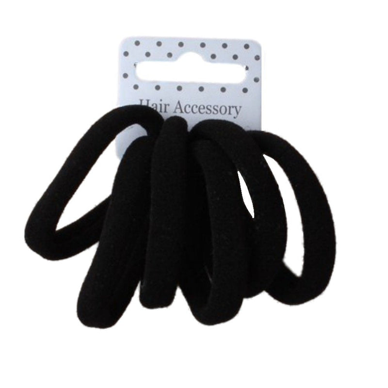 [Australia] - Set of 6 Black Soft Jersey Endless Hair Elastics Bobbles Bands 1 6 Count (Pack of 1) 