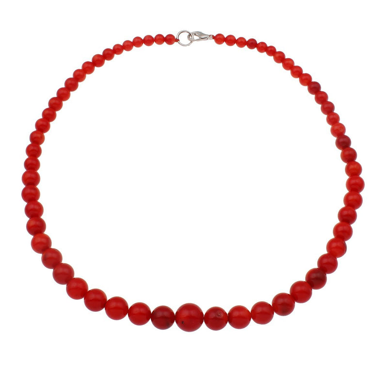 [Australia] - TreasureBay Charming 4-9mm Natural Red Coral womens Beaded Necklace 46cm 