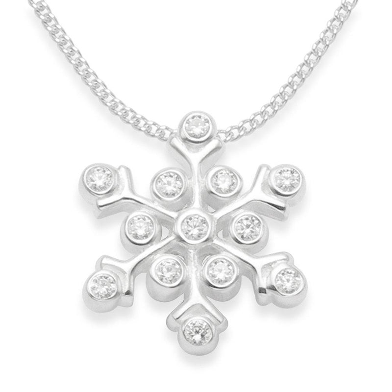 [Australia] - Heather Needham Sterling Silver Snowflake pendant on 16" Silver Chain - SIZE: 15mm. Cubic Zirconia sparkling Snowflake Necklace NEW LOWER PRICE Gift Boxed 04907 