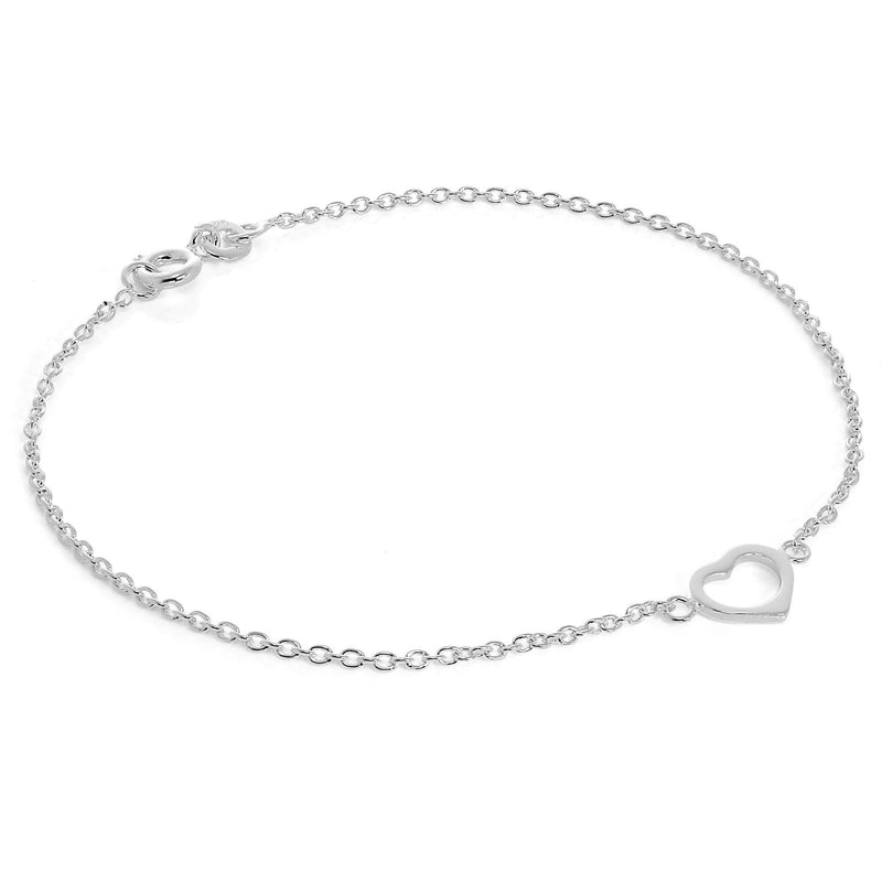 [Australia] - Sterling Silver Open Heart Rolo Chain Bracelet 