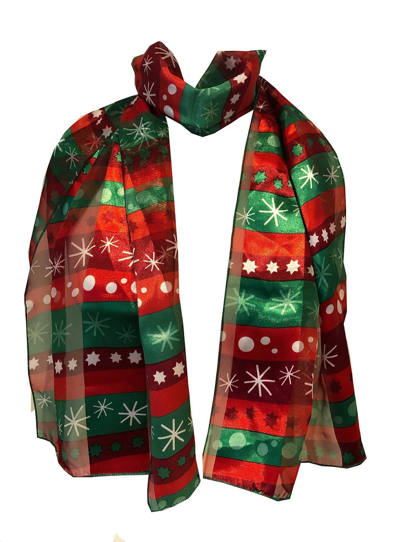 [Australia] - Pamper Yourself Now Snowman Design Scarf Thin Pretty Christmas Scarf, Great as a Present/Gift. Red and Green 