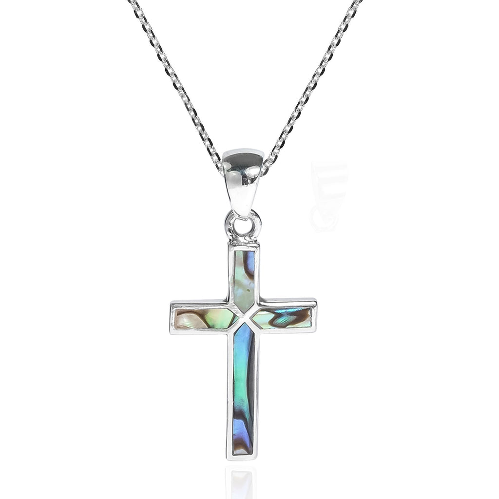 [Australia] - AeraVida Cross of Faith Inlaid Abalone Shell .925 Sterling Silver Pendant Necklace 