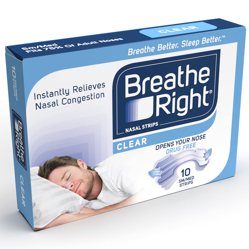 [Australia] - Breathe Right Nasal Strips Clear Small/Medium 10s | Instantly Relieves Nasal Congestion| Helps Reduce Snoring | Drug-free | 10 Count (Pack of 1) 