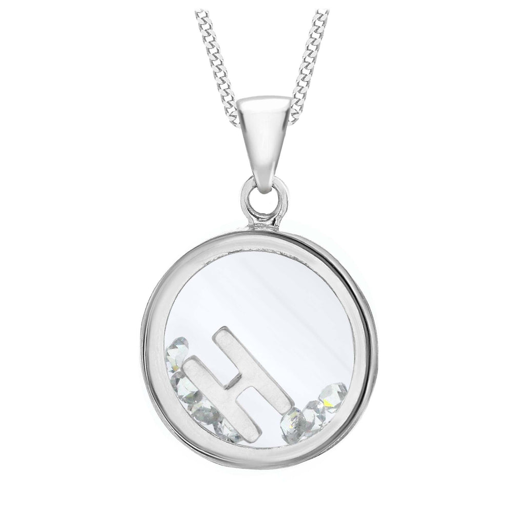 [Australia] - Tuscany Silver Women's Sterling Silver Floating Cubic Zirconia Initial Pendant on Curb Chain of Length 46 cm/18 Inch H 