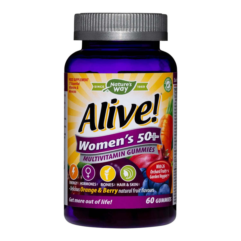 [Australia] - Alive! Women’s 50+ Multivitamin Gummies, Multi-Vitamins & Minerals with a Blend of 26 Fruits & Vegetables, Specially Balanced Formulation for Women, Suitable for Vegetarians - 60 Gummies 