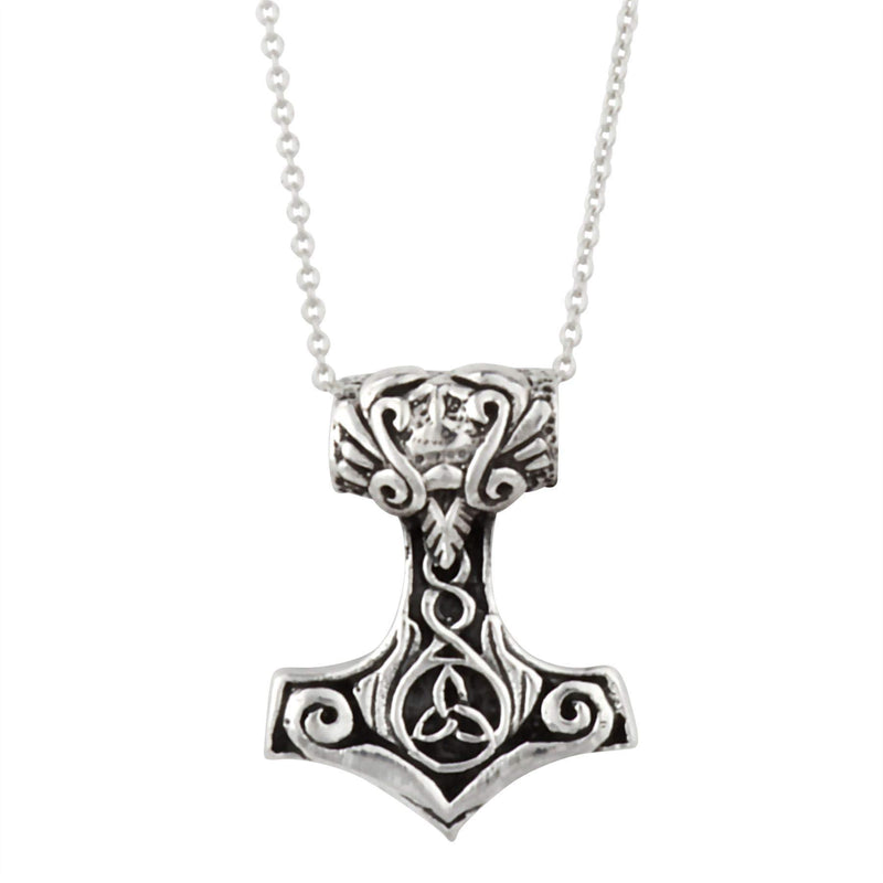 [Australia] - Silverly Women's Men's .925 Sterling Silver Small Celtic Norse Thor Hammer Pendant Necklace, 18" 