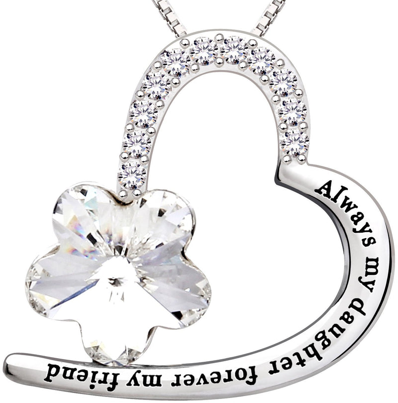 [Australia] - ALOV Jewelry Sterling Silver"Always my daughter forever my friend" Love Heart Crystal Pendant Necklace 