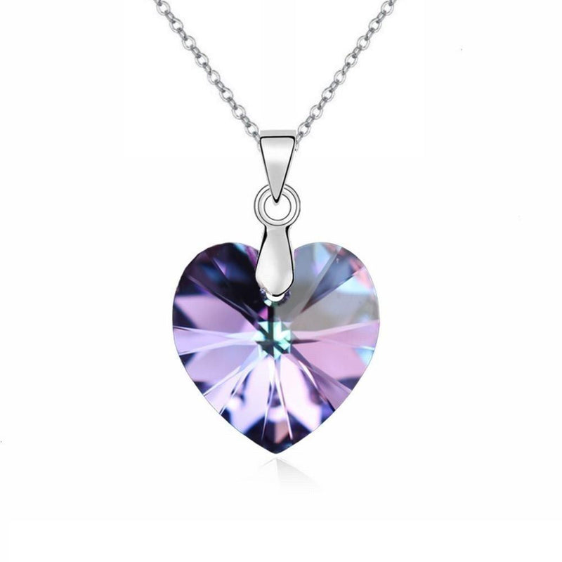 [Australia] - Crystalline Azuria Women 18 ct White Gold Plated Crystals from Swarovski Heart of the Ocean Set Pendant Necklace Blue and Purple Chameleon necklace chameleon 