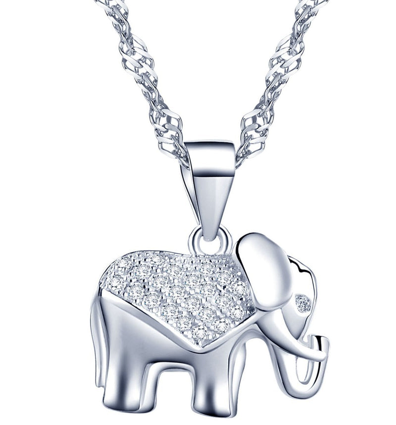 [Australia] - Infinite U 925 Sterling Silver Cubic Zirconia Women/Girls Cute Elephant Pendant Necklace for Birthday Present 