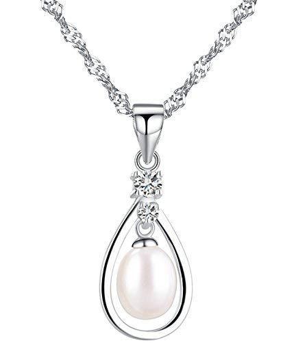 [Australia] - Infinite U 925 Sterling Silver Women/Girls Infinity Symbol Angel Teardrop Pearl Pendant Necklace for Birthday Present 