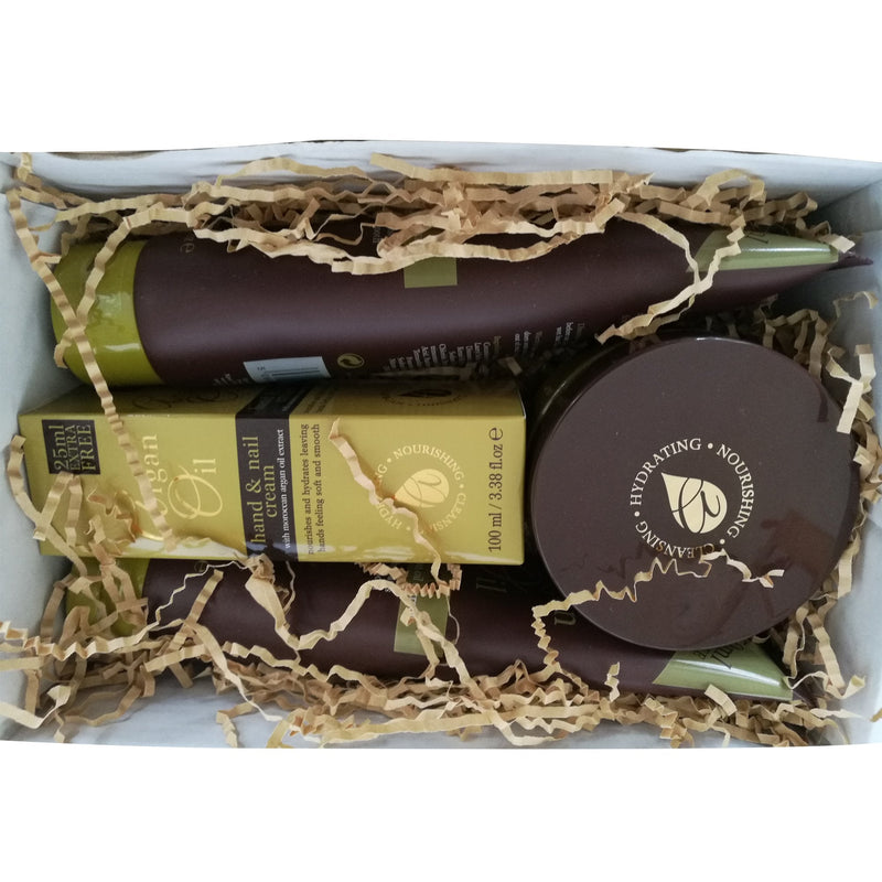 [Australia] - Morroccan Argan Oil 4 Pack Beauty Gift Set Moisturising Body Butter Hair Shampoo Conditioner and Hand and Nail Cream Easter 2018 Bath Set 