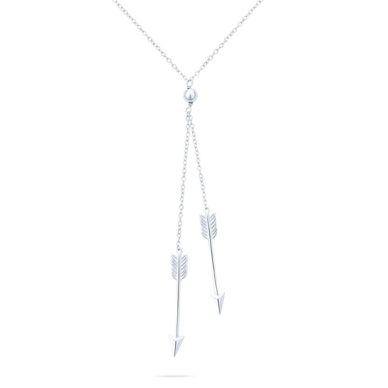 [Australia] - Vertical Dangle Cupid Love Arrow Lariat Pendant Y Necklace For Women For Girlfriend Teen 14K Gold Plated Sterling Silver 