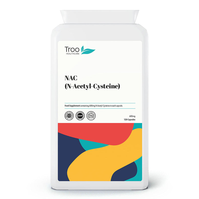 [Australia] - Troo NAC Supplement 600mg - 120 Capsules - N Acetyl Cysteine Amino Acid Providing Non Toxic Stable Form of L-Cysteine - UK Manufactured to GMP Standards 