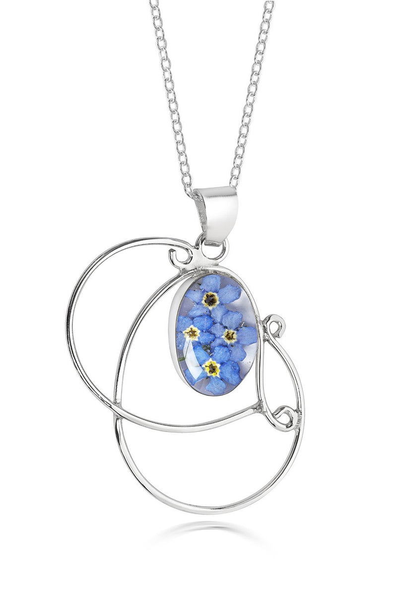 [Australia] - Sterling Silver Swirl Pendant Made With A Real Forget Me Nots 