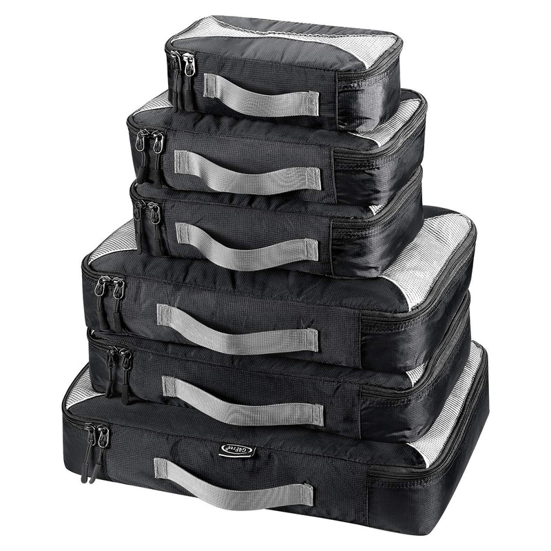 [Australia] - G4Free 3pcs/6pcs/7pcs Packing Cubes Suitcase Organiser Packing Bags Luggage Organiser Value Set for Travel Home Storage ((1S+2M+2L+1XL)-6PC, Black) (1S+2M+2L+1XL)-6PC 