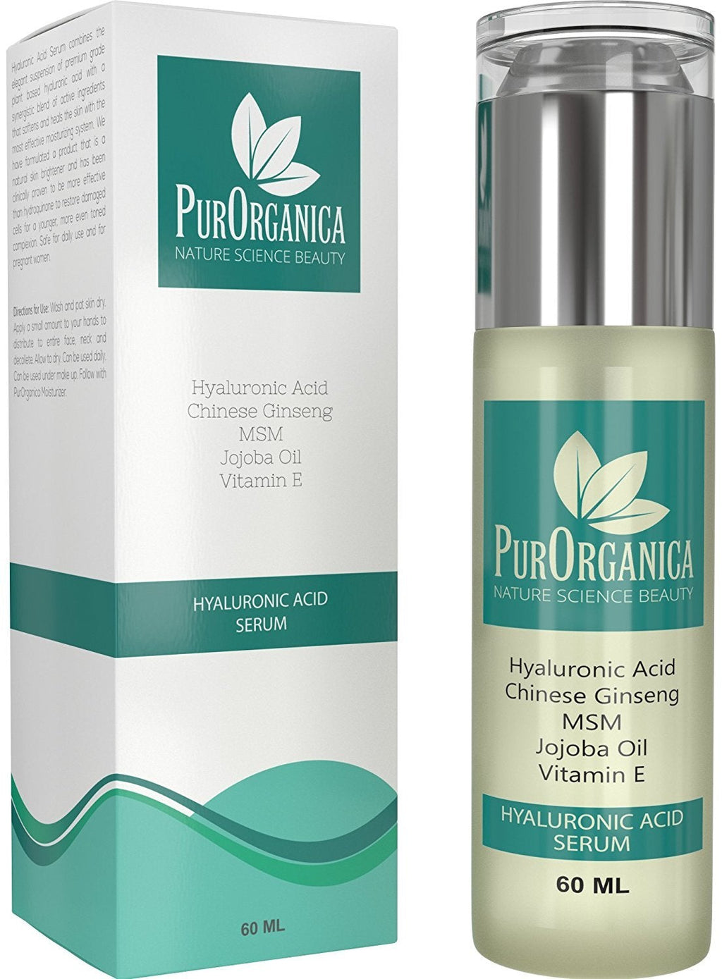 [Australia] - PurOrganica Hyaluronic Acid Face Serum - Huge 60 ML Bottle - The Best Anti Ageing & Anti Wrinkle Serum - This Premium Organic Serum Will Plump, Hydrate & Brighten Skin While Filling In Those Fine Lines & Wrinkles - It Works or Your Money Back Guarantee 