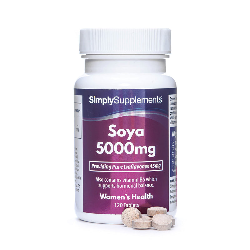 [Australia] - SOYA Isoflavones 5000mg | Now with Added Vitamin B6 for Hormonal Balance | Potent One-a-Day Formula | 120 Tablets = 4 Month Supply | Manufactured in The UK 