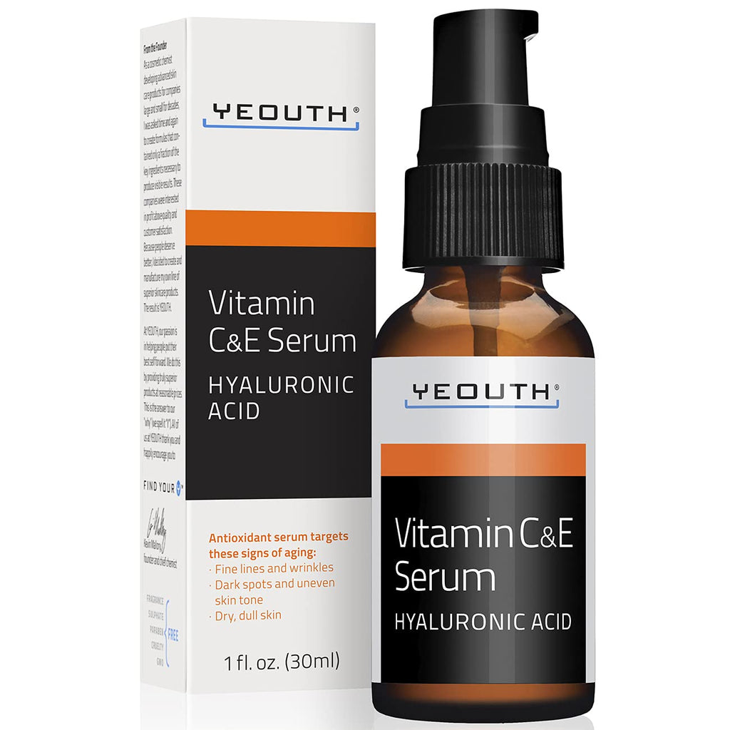 [Australia] - YEOUTH Vitamin C and E Day Serum with Hyaluronic Acid, anti aging skin care product/anti wrinkle serum will fill fine lines, even skin tone and fade age spots (1oz) 1oz 
