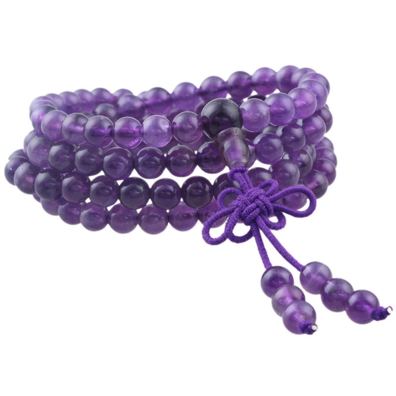 [Australia] - Shanxing 108 Prayer Beads Mala Bracelet Tibetan Buddhist Buddha Meditation Stone Necklace,Amethyst 