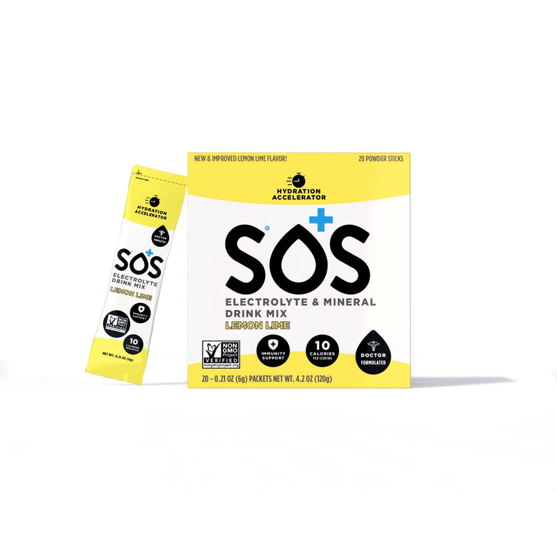 [Australia] - SOS Rehydrate Citrus Electrolyte Powder, Easy Open Packets, Supplement Drink Mix 20 sachets 