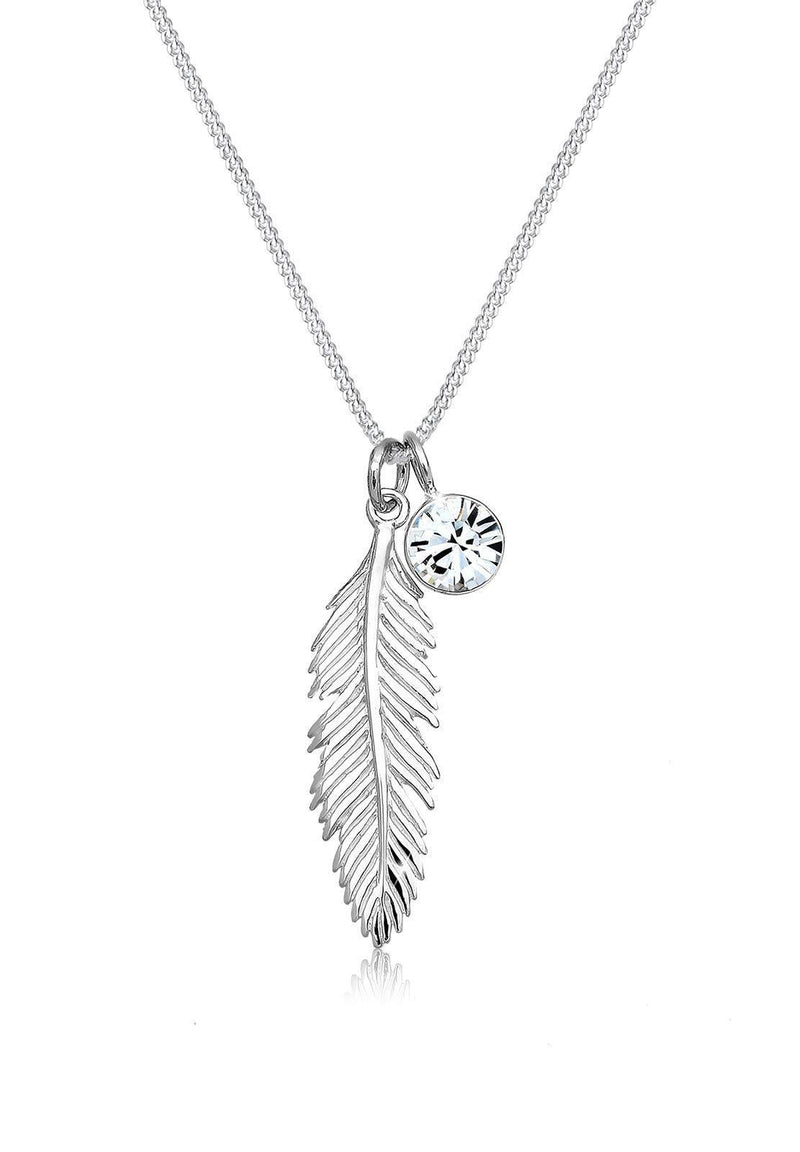 [Australia] - Elli Necklace Women Feather Pendant with Crystal in 925 Sterling Silver 45 