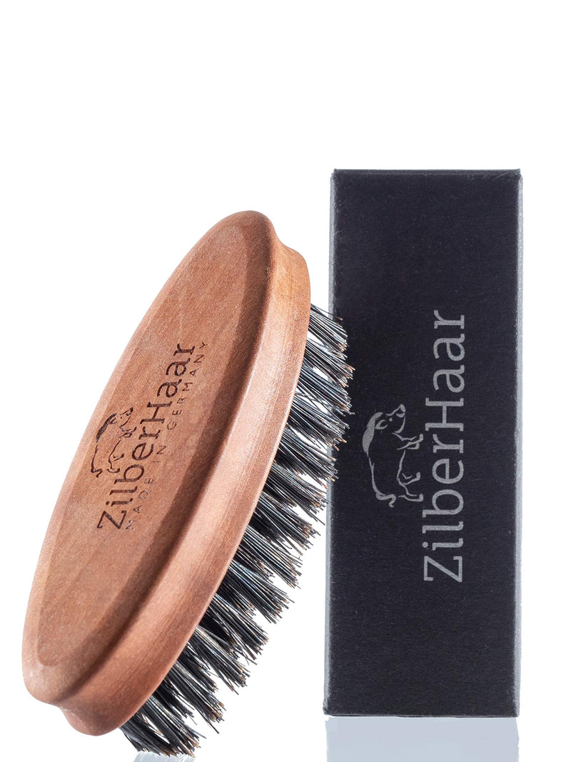 [Australia] - ZilberHaar - Pocket Mustache and Beard Brush - Stiff Boar Bristles and Pearwood - Perfect Beard Grooming Tool for Men - Relieves Beard Itch, Works with all Beard Balms and Beard Oils - Made in Germany 