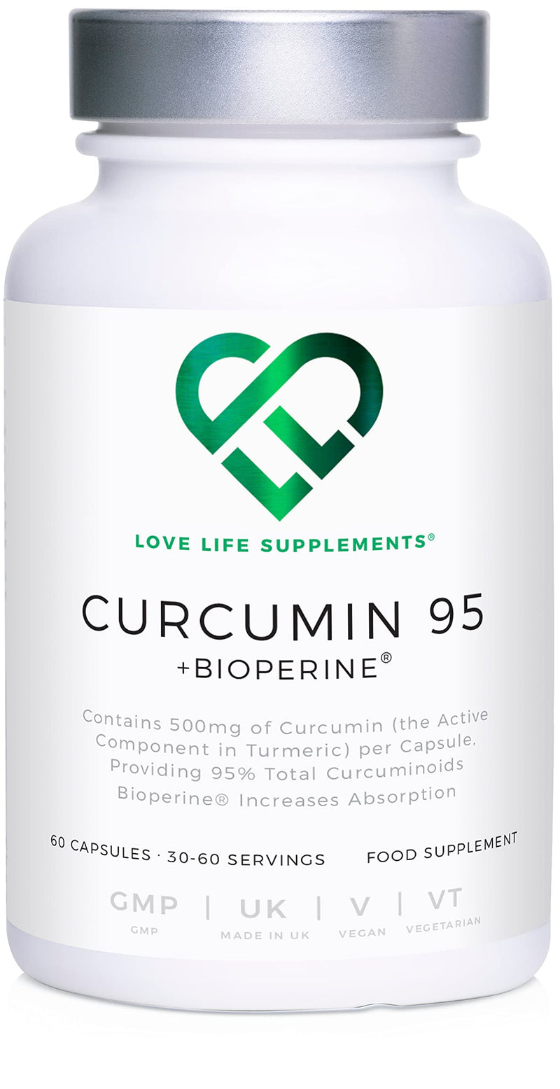 [Australia] - Curcumin 95 + Bioperine® by LLS | High Strength Turmeric Curcumin Capsules containing 96.9% Curcuminoids and Black Pepper Extract | 500mg x 60 Veg Capsules | Made in UK Under GMP/BRC License 