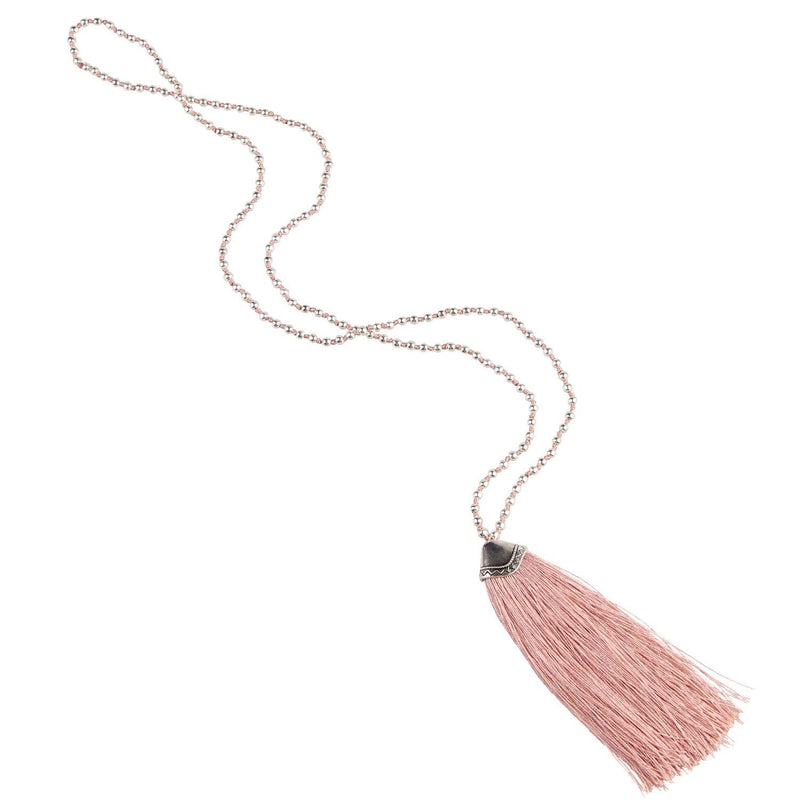 [Australia] - KELITCH Silver Beaded Necklace Y- Shape Charm Necklaces Strand Necklace Tassels Necklace Woven Braided Necklaces Chain Necklace for Womens 