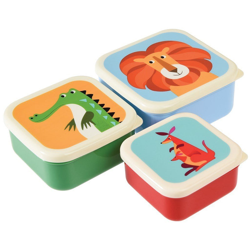 [Australia] - Children's Reusable BPA Free Snack Boxes (Set of 3) - Choice of Design (Colourful Creatures) Colourful Creatures 