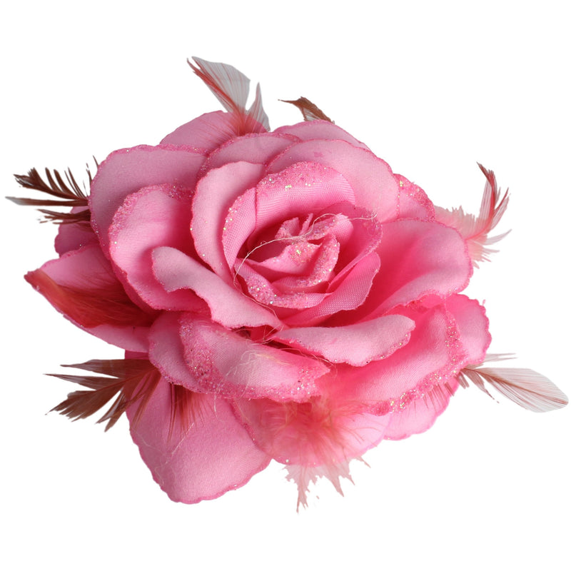 [Australia] - Baby Pink Rose Hair Clip Large Rose Fascinator Rose Hair Accessories Clip Elastic Wedding Baby Pink 