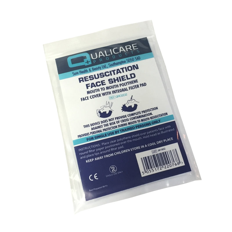 [Australia] - 5 x QUALICARE RESUSCITATION FACE SHIELD MOUTH TO MOUTH POLYTHENE COVER FILTER PAD 
