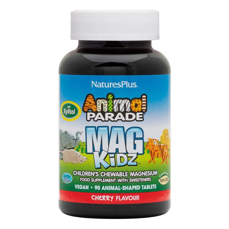 [Australia] - NaturesPlus Animal Parade Source of Life MagKidz - Children's Magnesium Supplement - Natural Cherry Flavour - Teeth, Bone & Muscle Health Support - GlutenFree, Vegan (90 Count (Pack of 1)) 