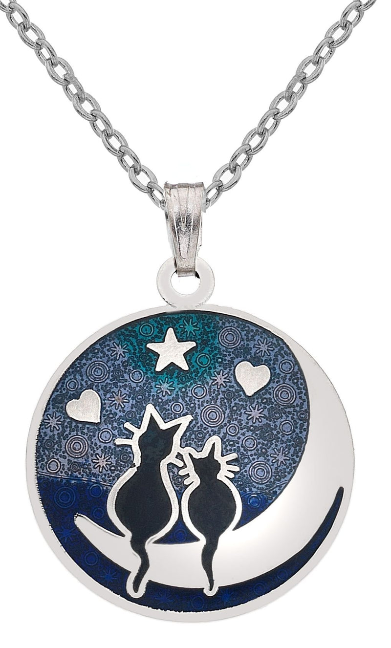 [Australia] - Sea Gems Cat & Moon Enamel Necklace 