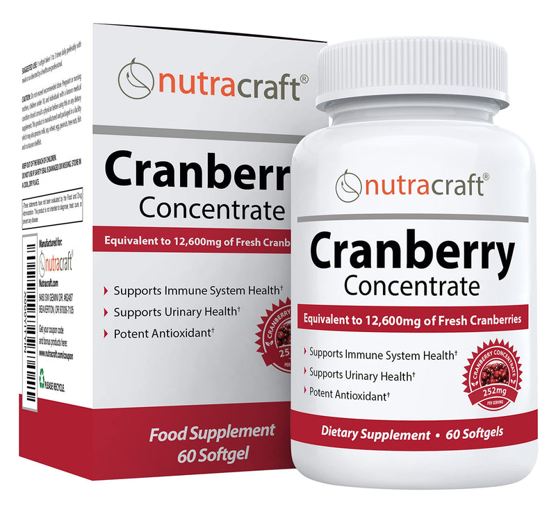 [Australia] - #1 Cranberry Extract Concentrate | 12,600 mg of Fresh Cranberries, Vitamin C + E | Bladder & Urinary Tract Support | Sugar Free | 60 Softgel Capsules 