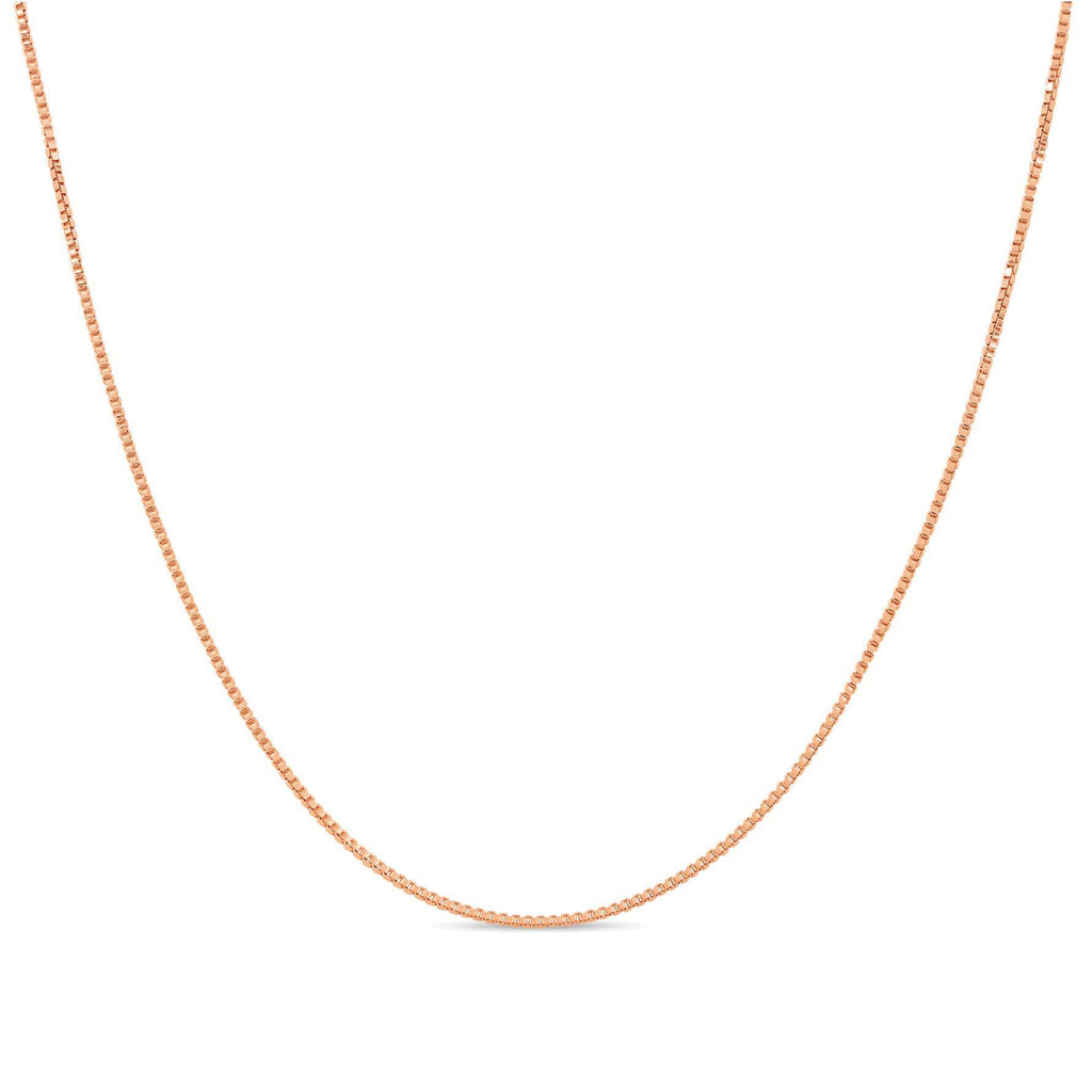 [Australia] - Rose Gold Plate Sterling Silver Box Chain 1mm Thickness w/spring ring -17 Inch 